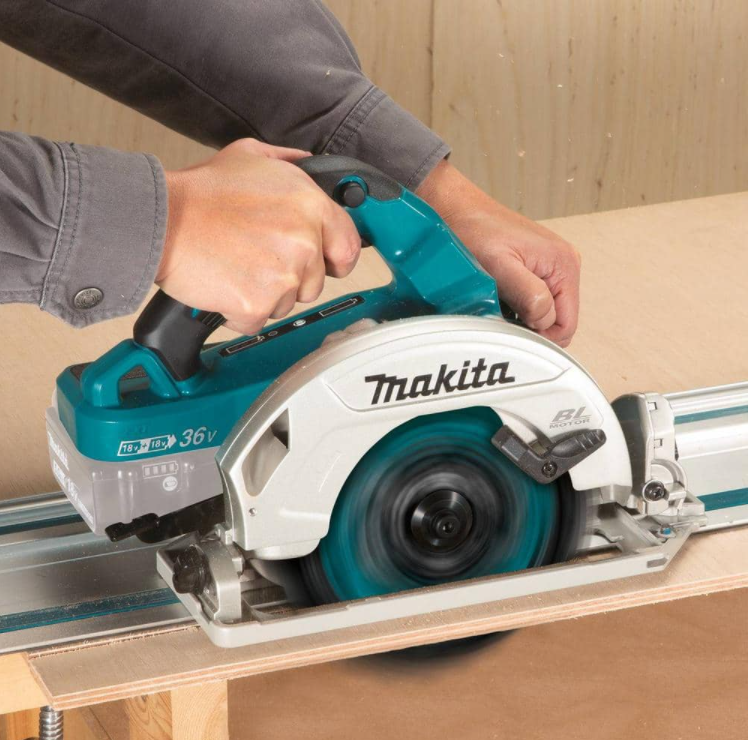 Makita XSH08Z 18-Volt X2 LXT Lithium-Ion (36-Volt) 7-1/4 in. Brushless Cordless Circular Saw Guide Rail Compatible Base (Tool-Only)