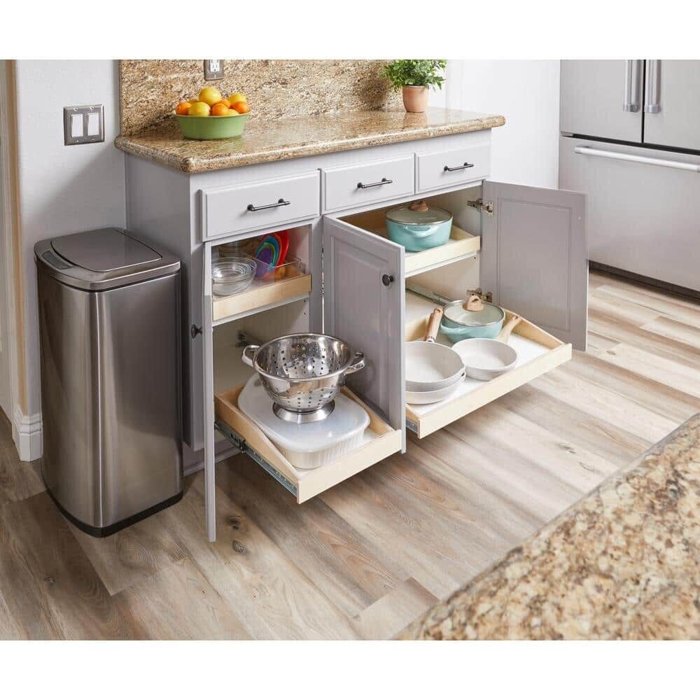 Slide-A-Shelf Made-To-Fit Slide-Out Shelf 6 in. to 36 in. Wide Full-Extension with Soft Close Choice of Wood Front