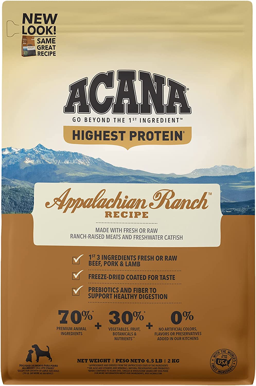 ACANA Highest Protein. Appalachian Ranch. Grain Free Dry Dog Food. 4.5lb