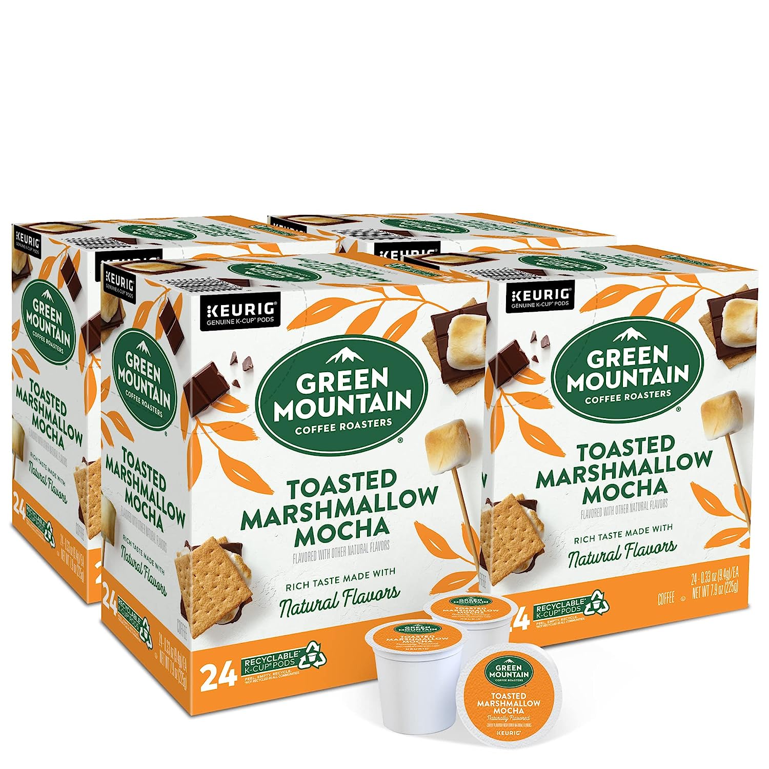 Green Mountain Coffee Roasters Toasted Marshmallow Mocha. Single-Serve Keurig K-Cup Pods. Flavored Light Roast Coffee Pods. 96 Count