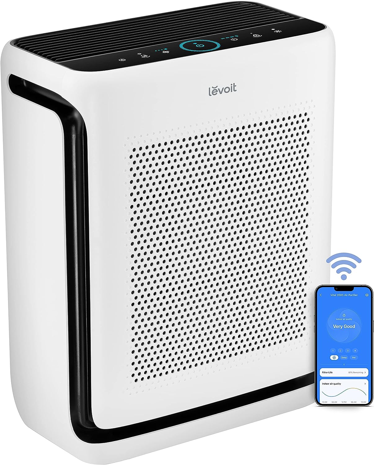 LEVOIT Air Purifiers for Home Large Room Up to 1900 Ft² in 1 Hr with Washable Filters. Air Quality Monitor. Smart WiFi. HEPA Filter Captures Allergies. Pet Hair. Smoke. Pollen in Bedroom. Vital 200S
