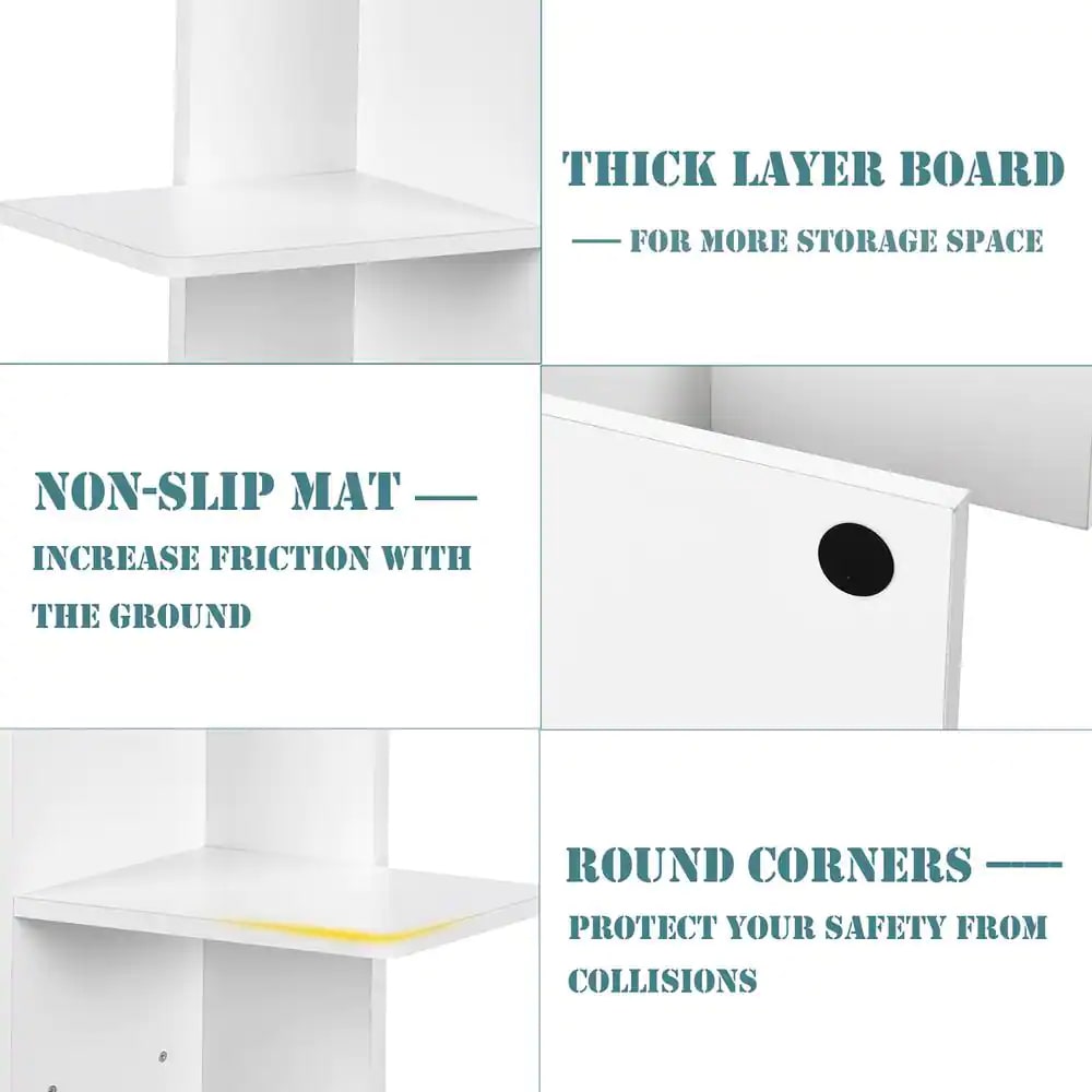 Costway HW57374WH White Open Concept Bookcase Plant Display Shelf Rack Storage Holder Wooden