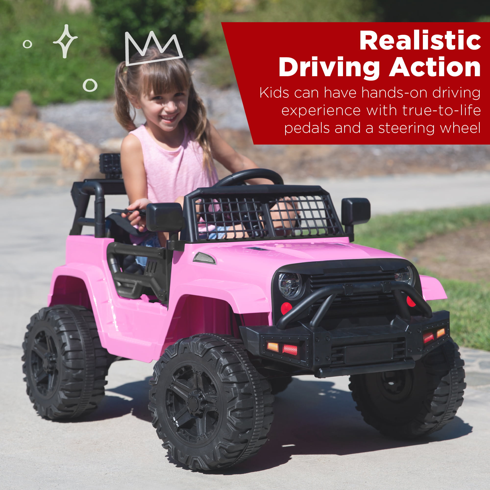 Best Choice Products 12V Kids Ride On Truck Car w/ Parent Remote Control. Spring Suspension. LED Lights - Pink