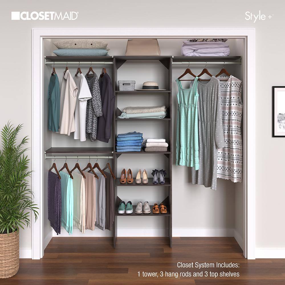 ClosetMaid 6703 Style+ 73.1 in W - 121.1 in W Modern Walnut Basic Wood Closet System Kit