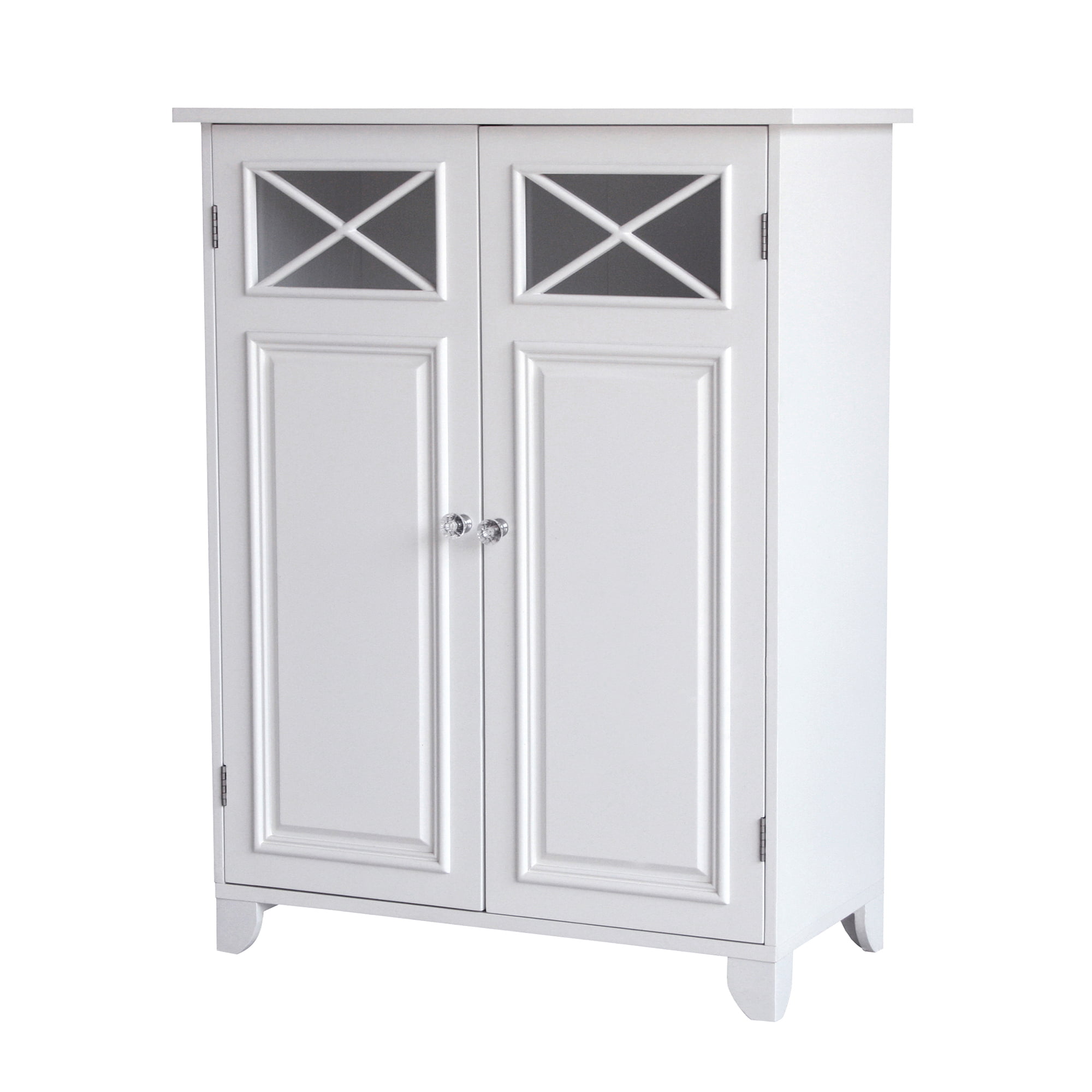 Teamson Home Dawson Wooden Floor Cabinet with Cross Molding and 2 Doors. White