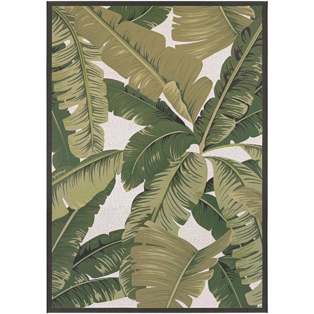 Couristan  Dolce Palm Lily Hunter Green-Ivory 8 ft. x 11 ft. Indoor/Outdoor Area Rug