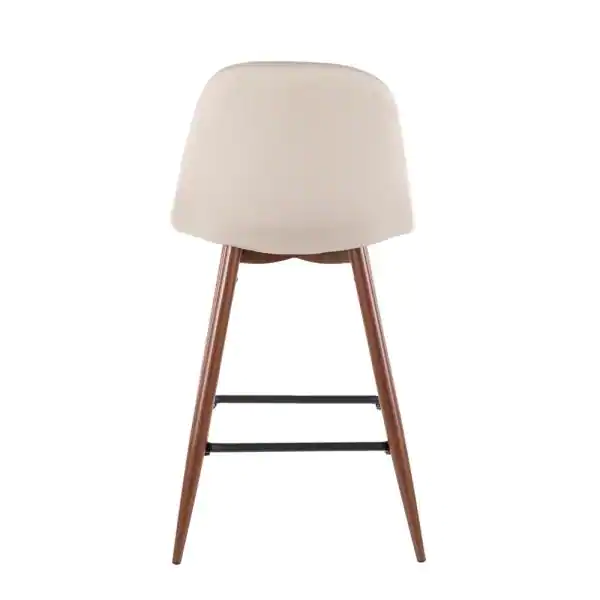 Lumisource Pebble 24 in. Walnut and Beige Counter Stool (Set of 2)