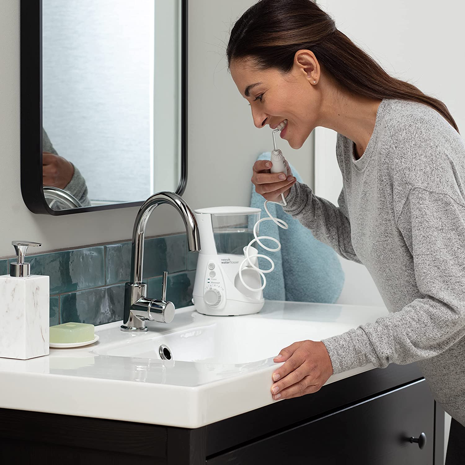 Waterpik Aquarius Water Flosser Professional For Teeth. Gums. Braces. Dental Care. Electric Power With 10 Settings. 7 Tips For Multiple Users And Needs. ADA Accepted. White WP-660