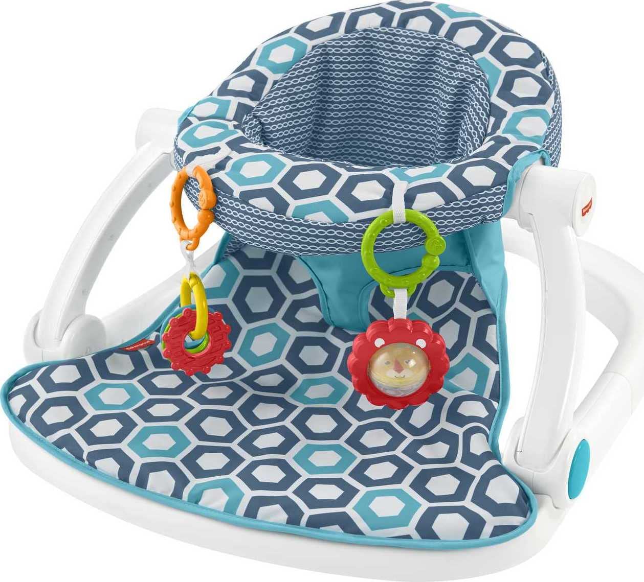 Fisher-Price Portable Baby Chair. Sit-Me-Up Floor Seat with 2 Removable Toys & Washable Seat Pad. Honeycomb