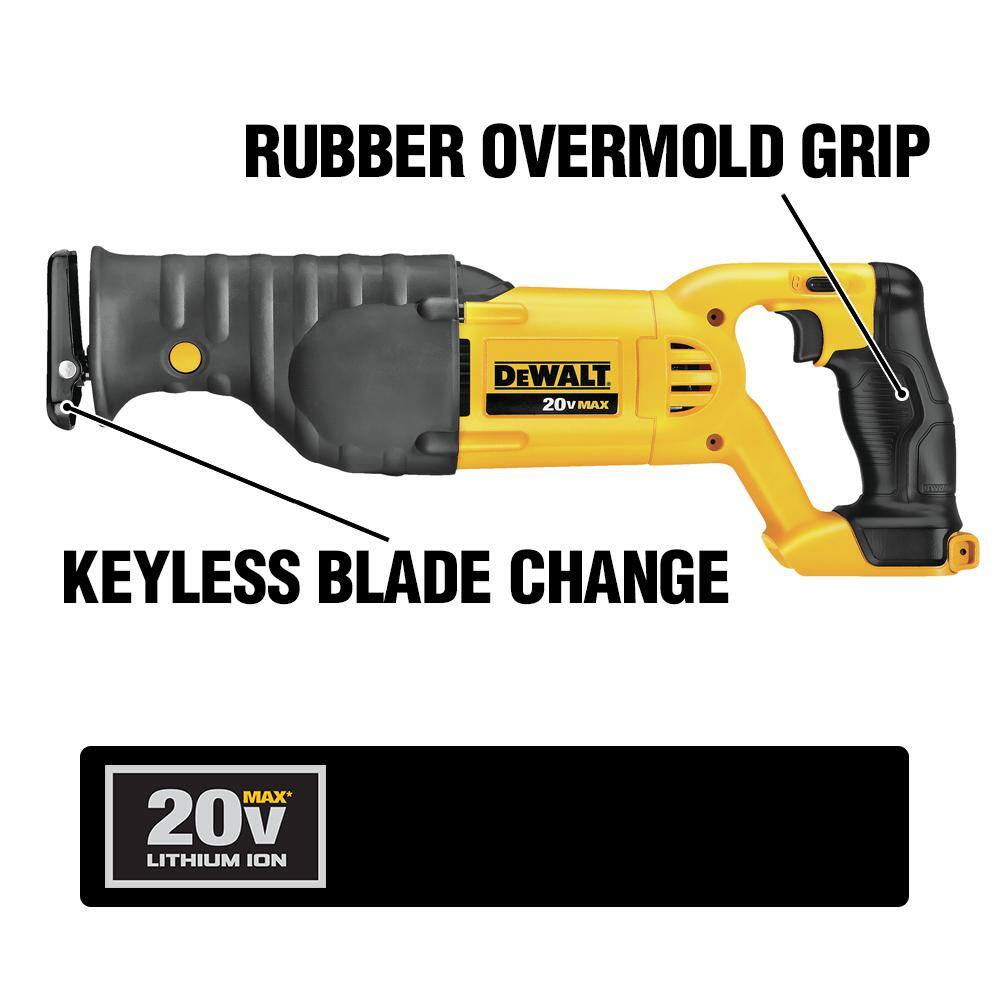 DEWALT DCS380BW203 20V MAX Cordless Reciprocating Saw with 20V MAX Compact Lithium-Ion 2.0Ah Battery