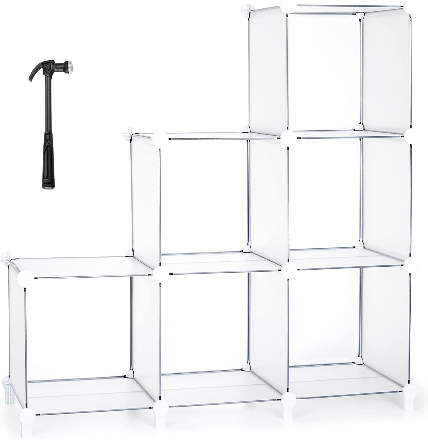 Kootek 6 Cube Storage Organizer Closet Storage Shelves. 22lbs. White Translucent