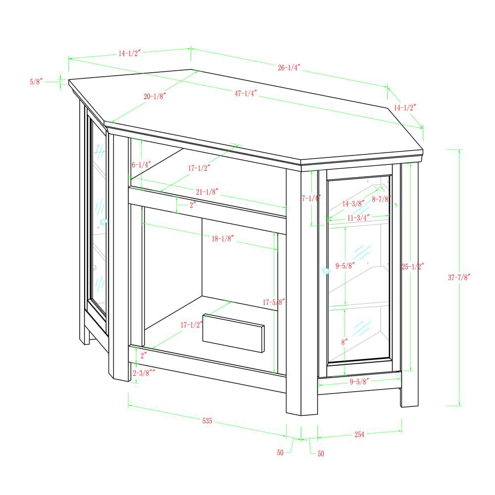 Walker Edison Black Corner Fireplace TV Stand for TVs Up to 50″