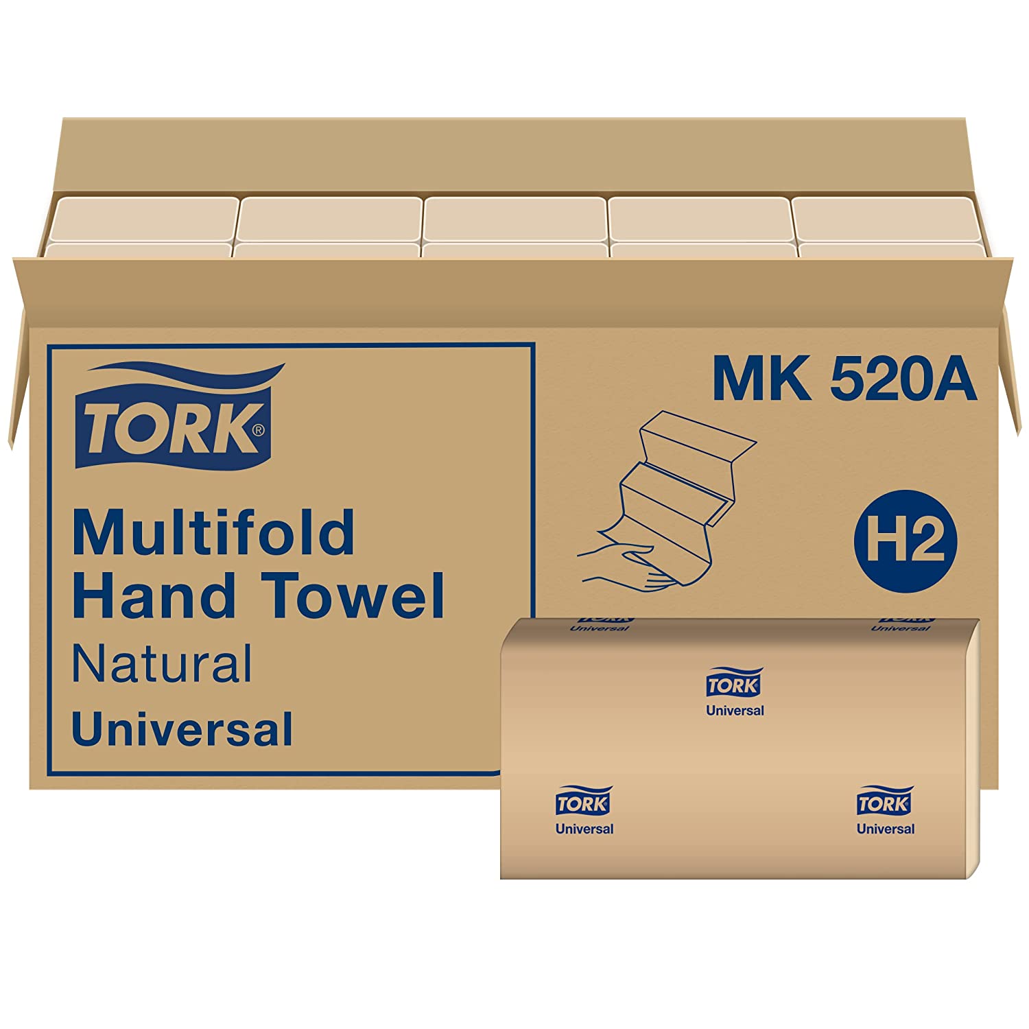 Tork Multifold Hand Towel Natural H2. Universal. 100% Recycled Fibers. 16 x 250 Sheets. MK520A
