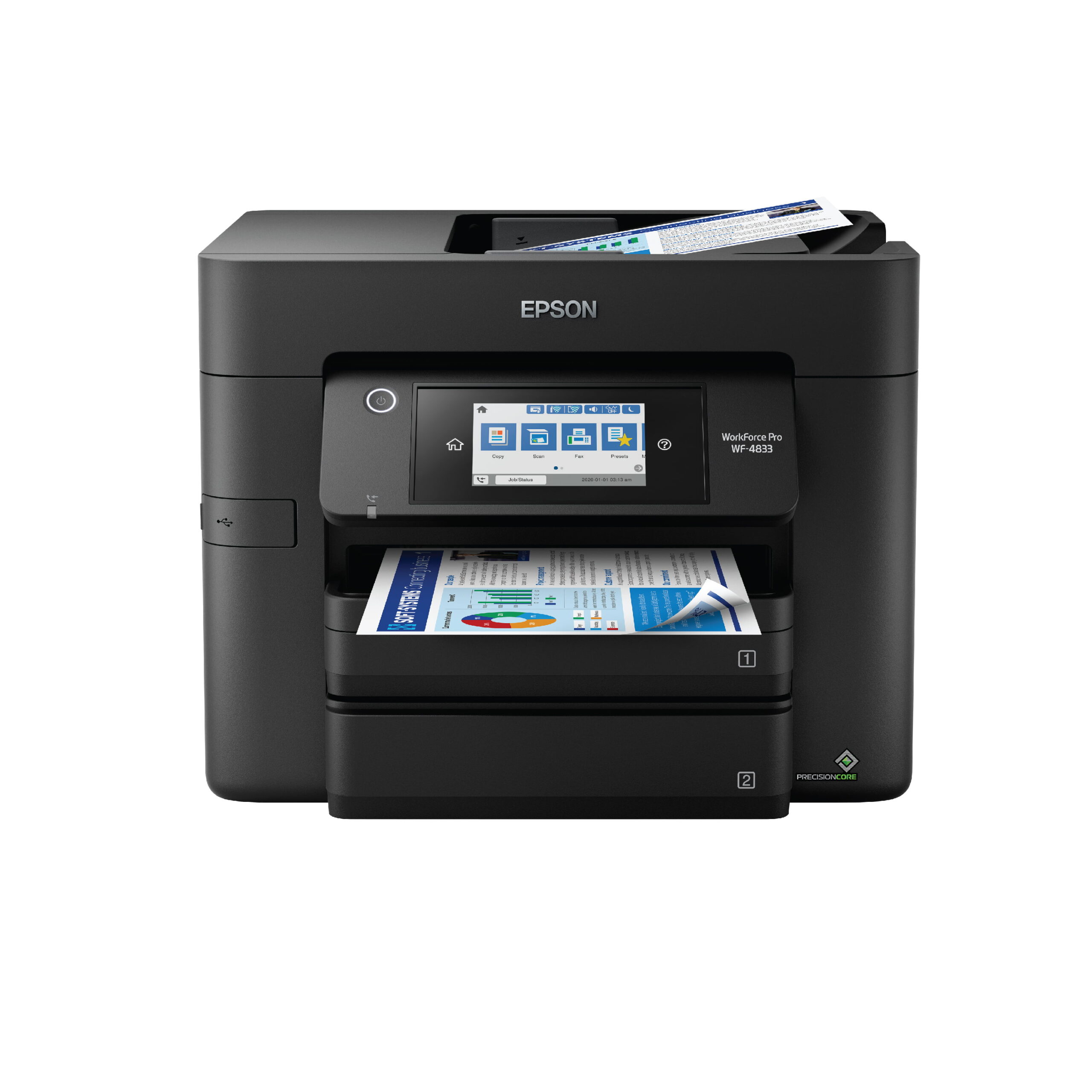 Epson WorkForce Pro WF-4833 Wireless All-in-One Printer with Auto 2-Sided Print. Copy. Scan and Fax. 50-Page ADF. 500-Sheet Paper Capacity. and 4.3″ Color Touchscreen