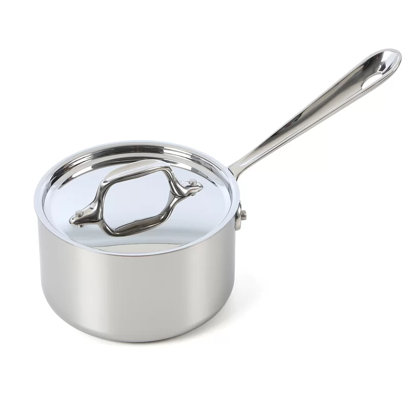 All-Clad 4202 Stainless Steel Sauce Pan with Lid Cookware. 2-Quart. Silver