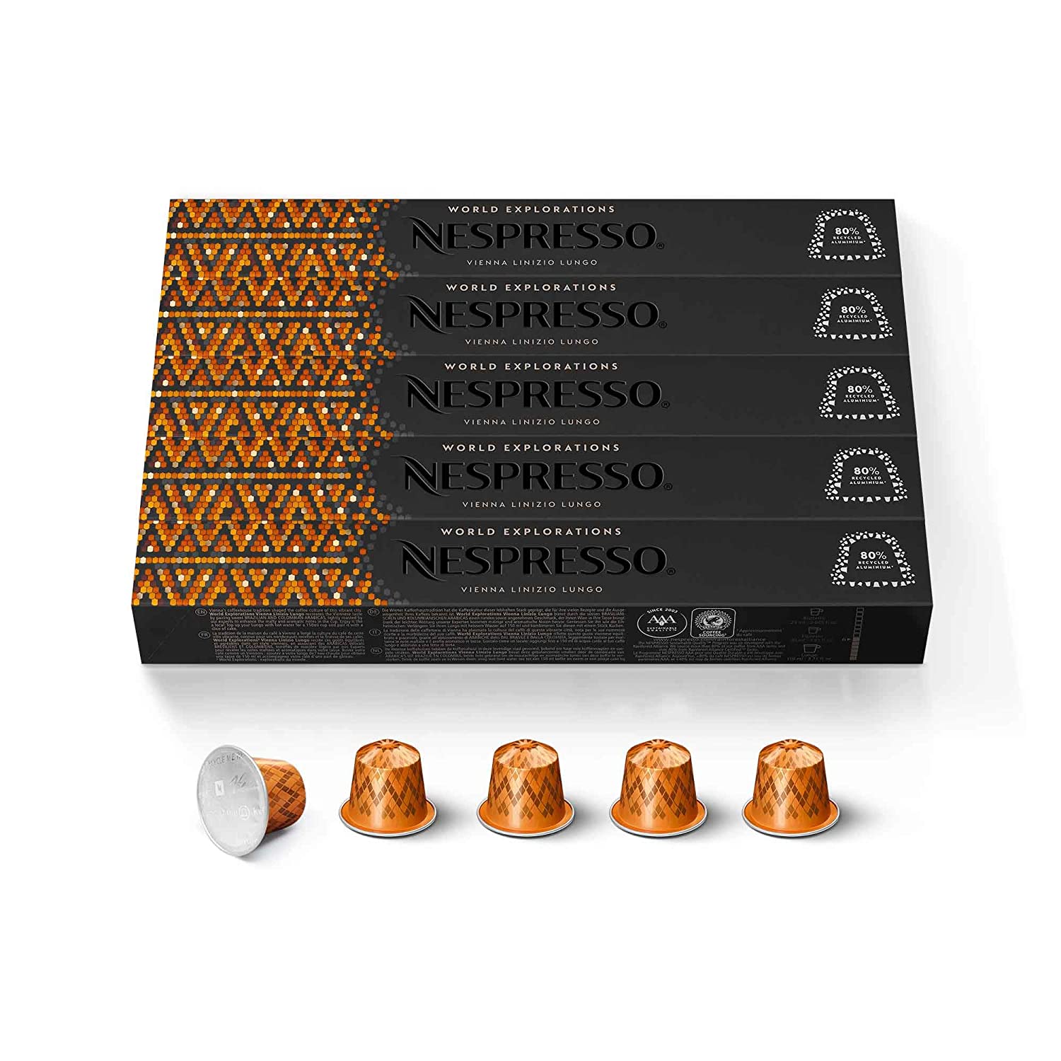 Nespresso Capsules OriginalLine. Vienna Linizio Lungo. Mild Roast Coffee. 50 Count Coffee Pods. Brews 3.7 Ounce (ORIGINAL LINE ONLY)