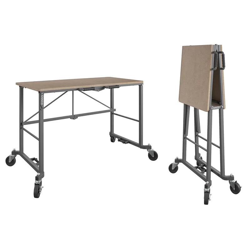Cosco 66720DKG1E Smartfold Portable Folding Work Desk with MDF Work Top (Gray. 350 lbs.)
