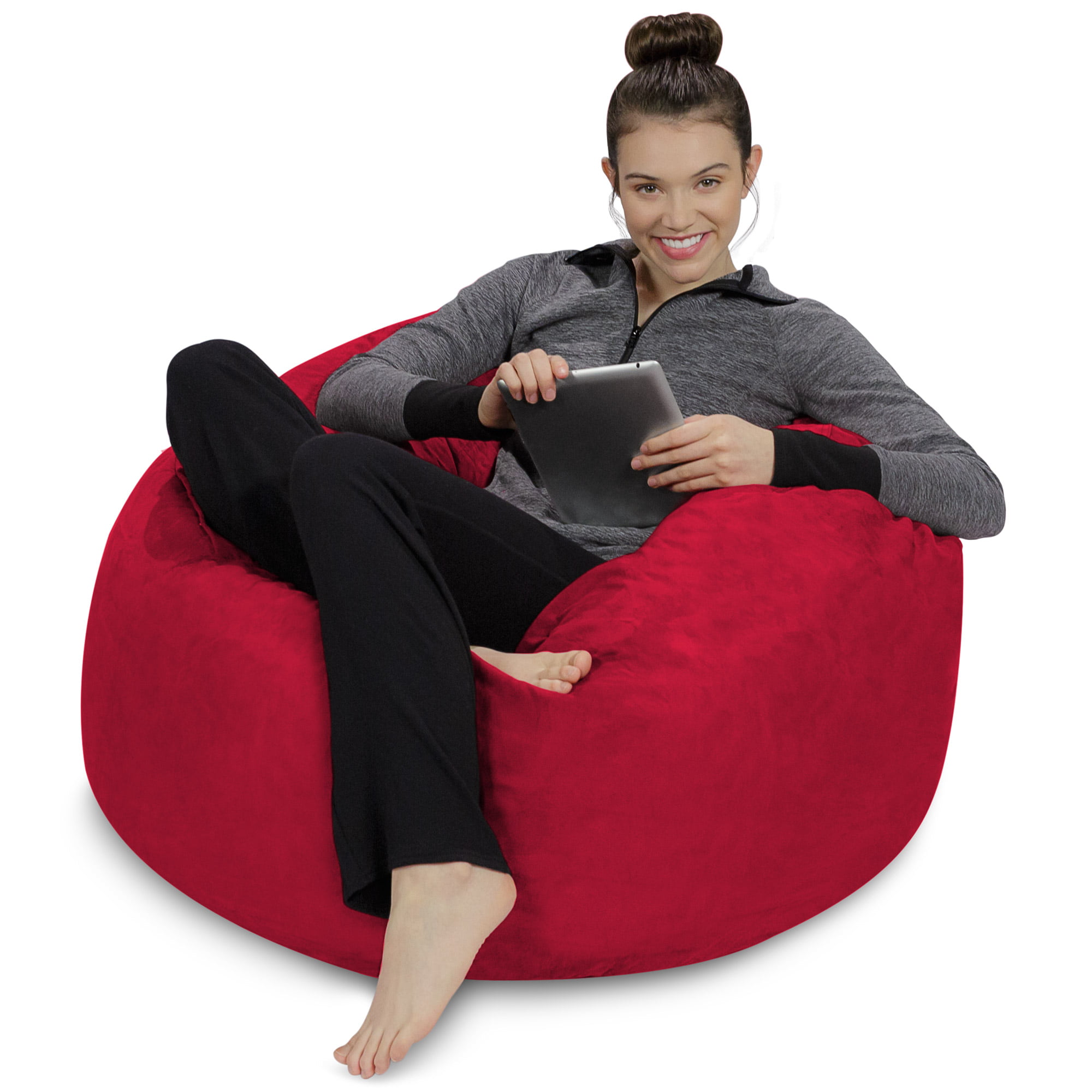 Sofa Sack Bean Bag Chair. Memory Foam Lounger with Microsuede Cover. Kids. 3 ft. Cinnabar