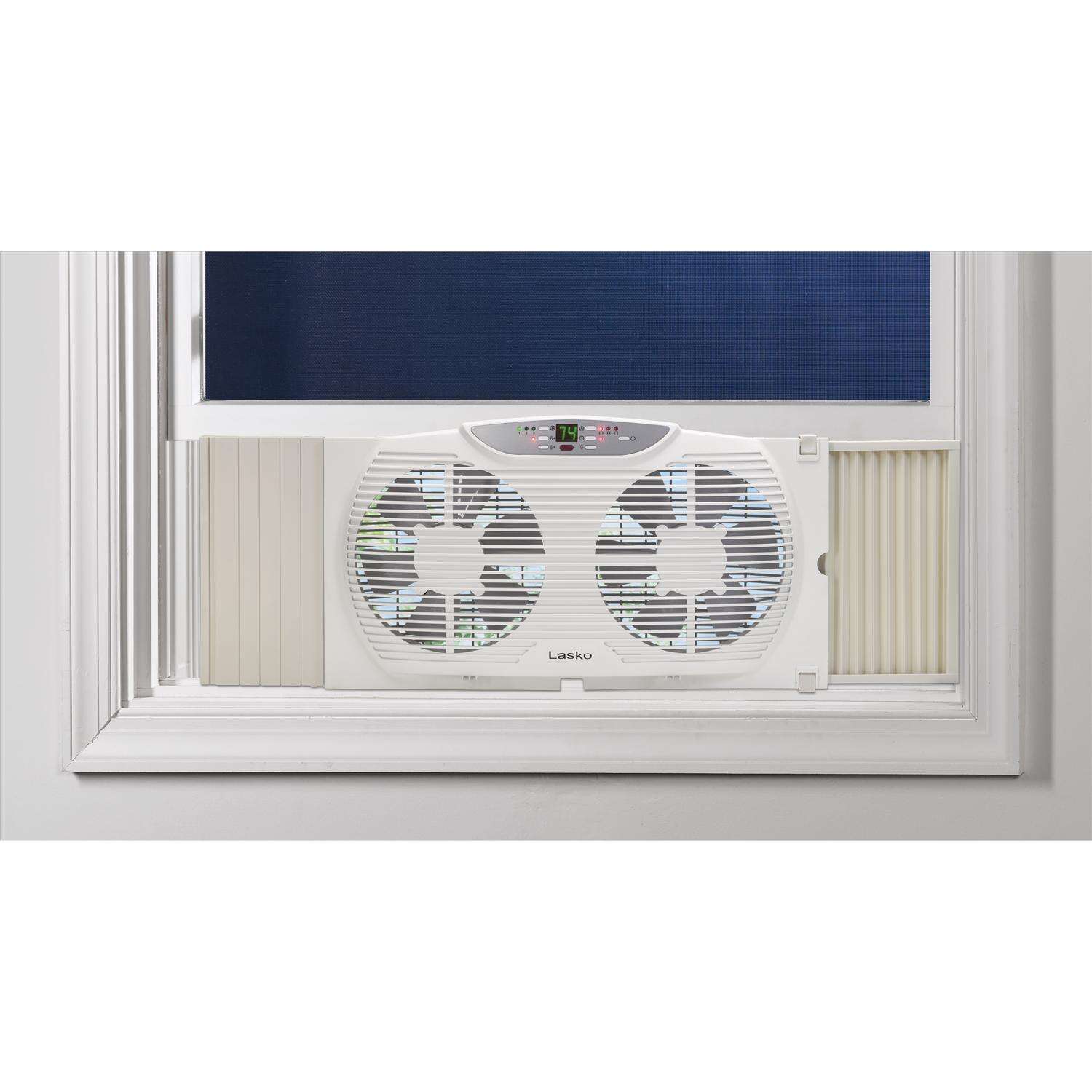 Lasko 12.9 in. H X 9 in. D 3 speed Electronically Reversible Twin Window Fan