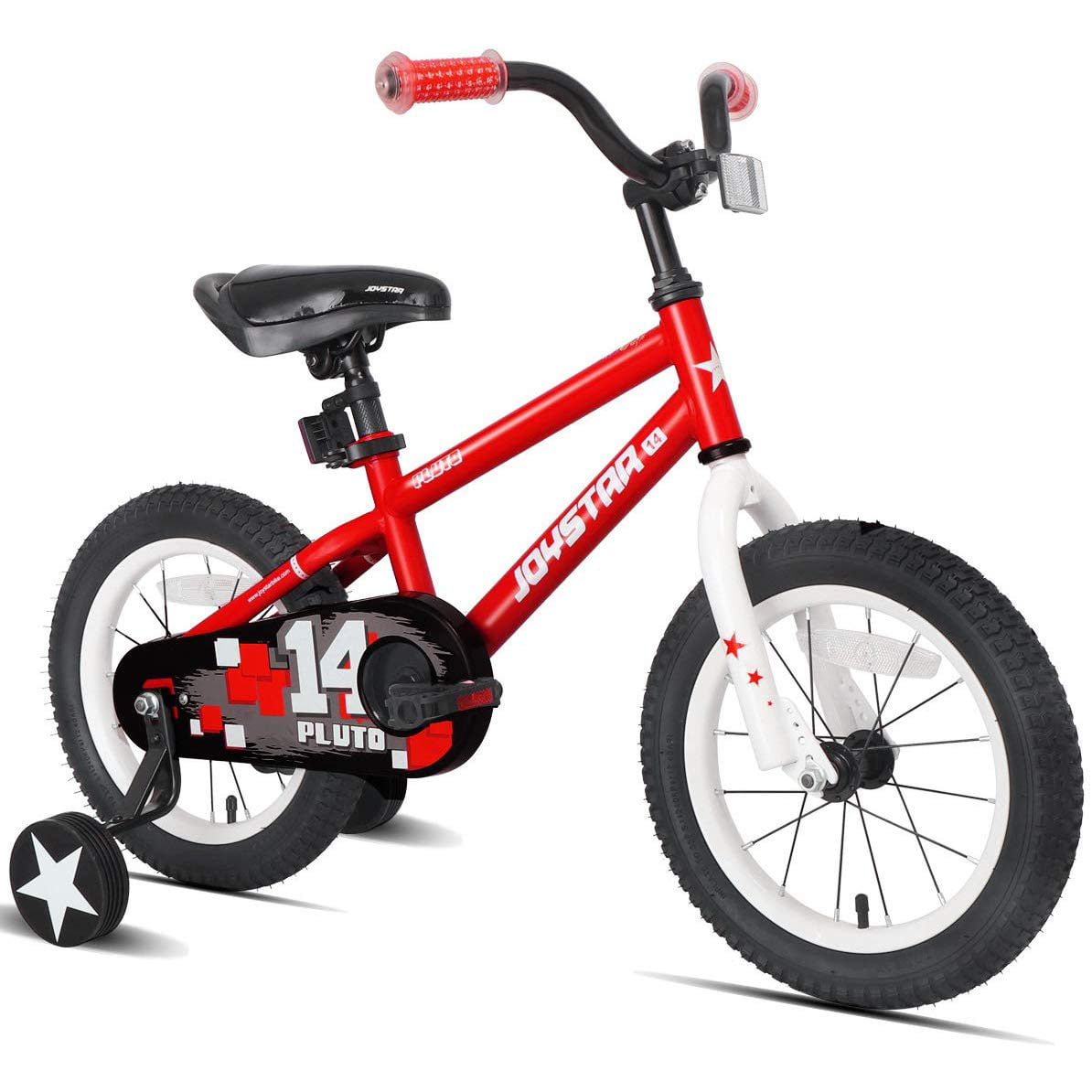 JOYSTAR Pluto Series 18 inch Pre Assembled Ride On Kids Bike w/ Kickstand. Red