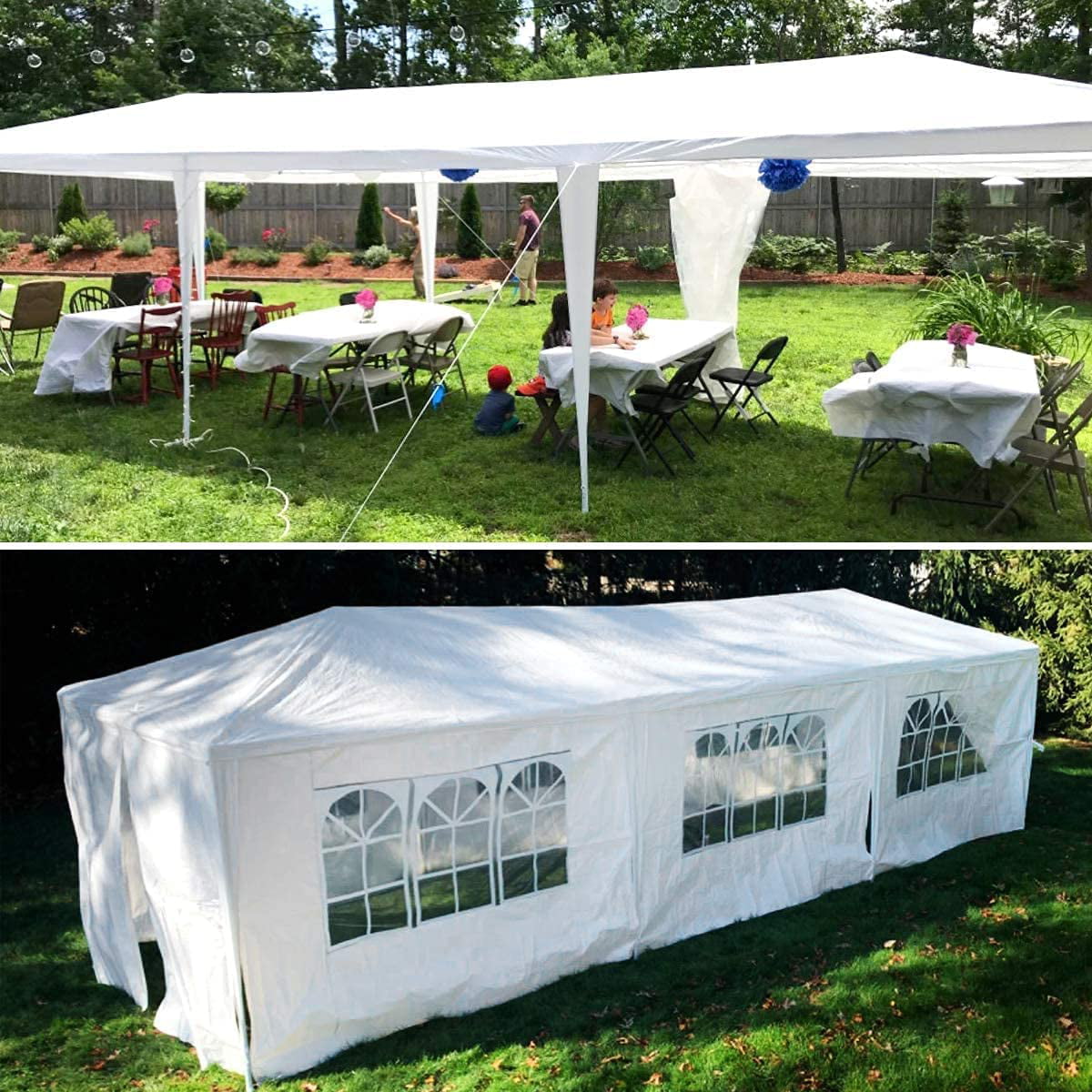 SUGIFT 10-x30′ Wedding Party Tent Outdoor Canopy Tent with 8 Side Walls White