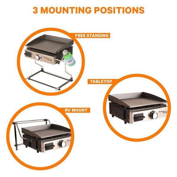 Flame King YSNFM-HT-100 Flat Top Cast Iron Propane Grill Griddle for Tabletop. Wall Mounted and Floor Stand