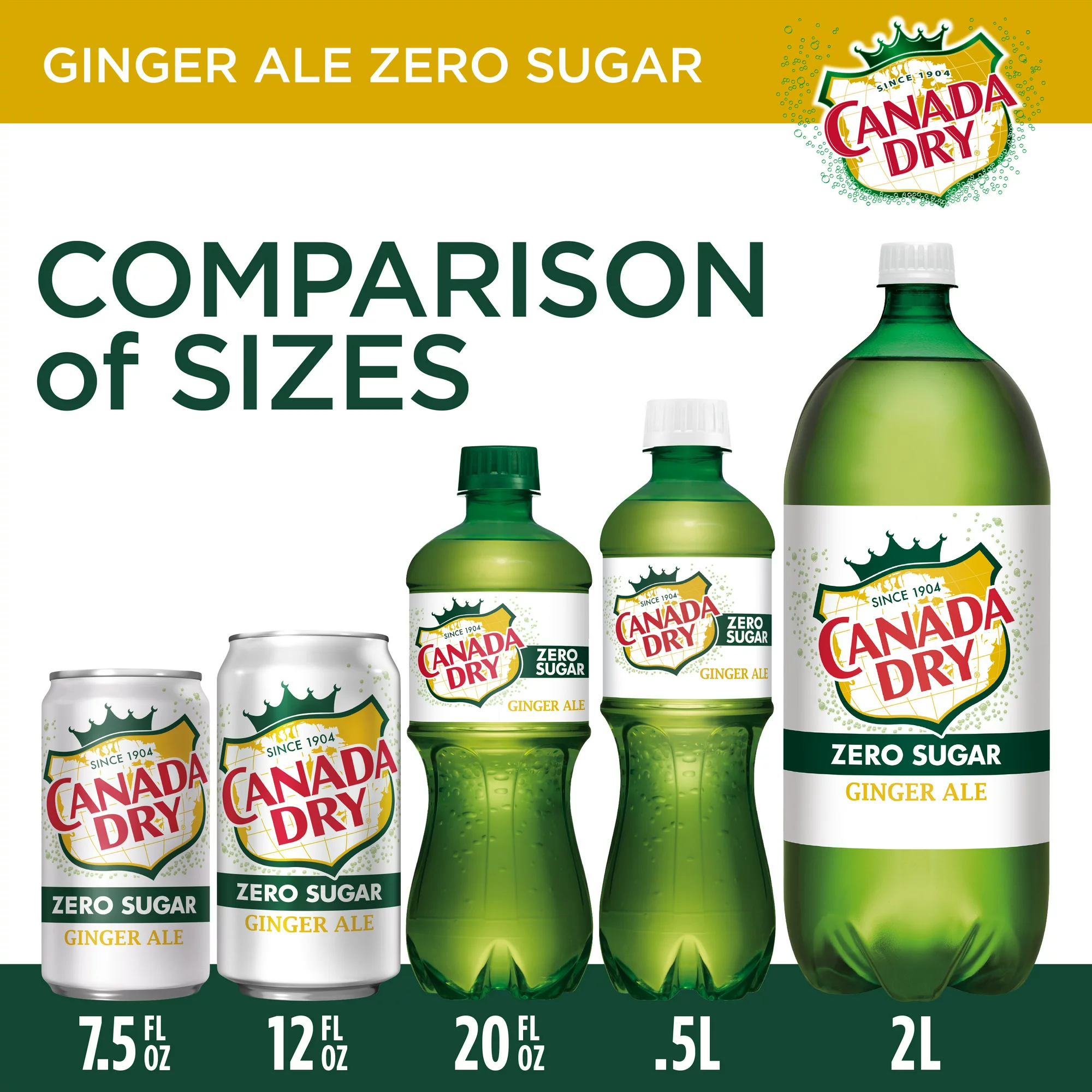Canada Dry Zero Sugar Ginger Ale Soda. 12 fl oz cans. 12 pack