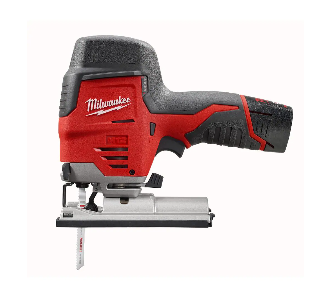 Milwaukee 2445-20-2447-20-48-59-2420 M12 12V Lithium-Ion Cordless Jig Saw and 3/8 in. Crown Stapler Combo Kit W/ (1) 2.0Ah Battery and Charger