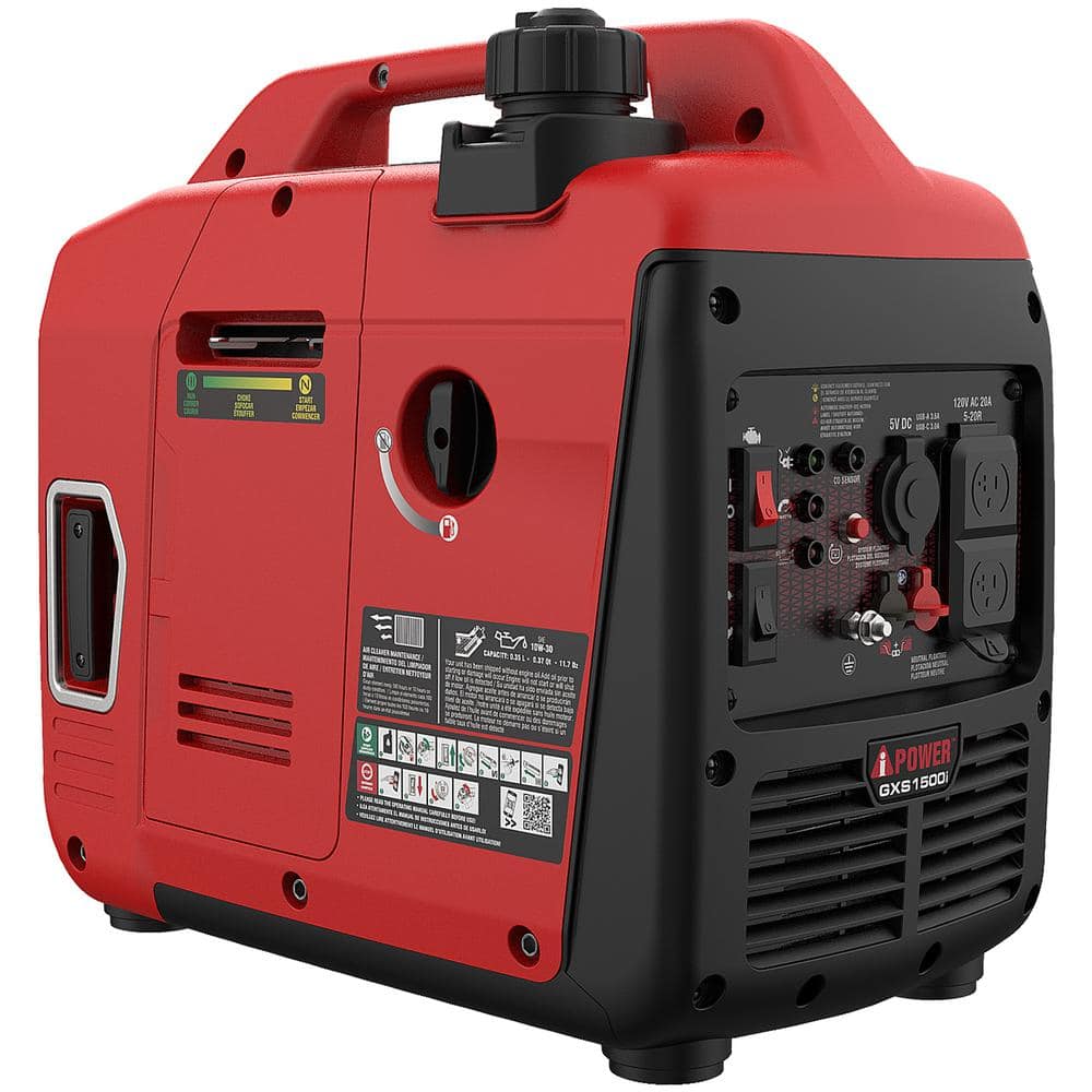 A-iPower GXS1500i 1500-Watt Recoil Start Gasoline Powered Ultra-Light Inverter Generator with 60cc OHV Engine and CO Sensor Shutdown