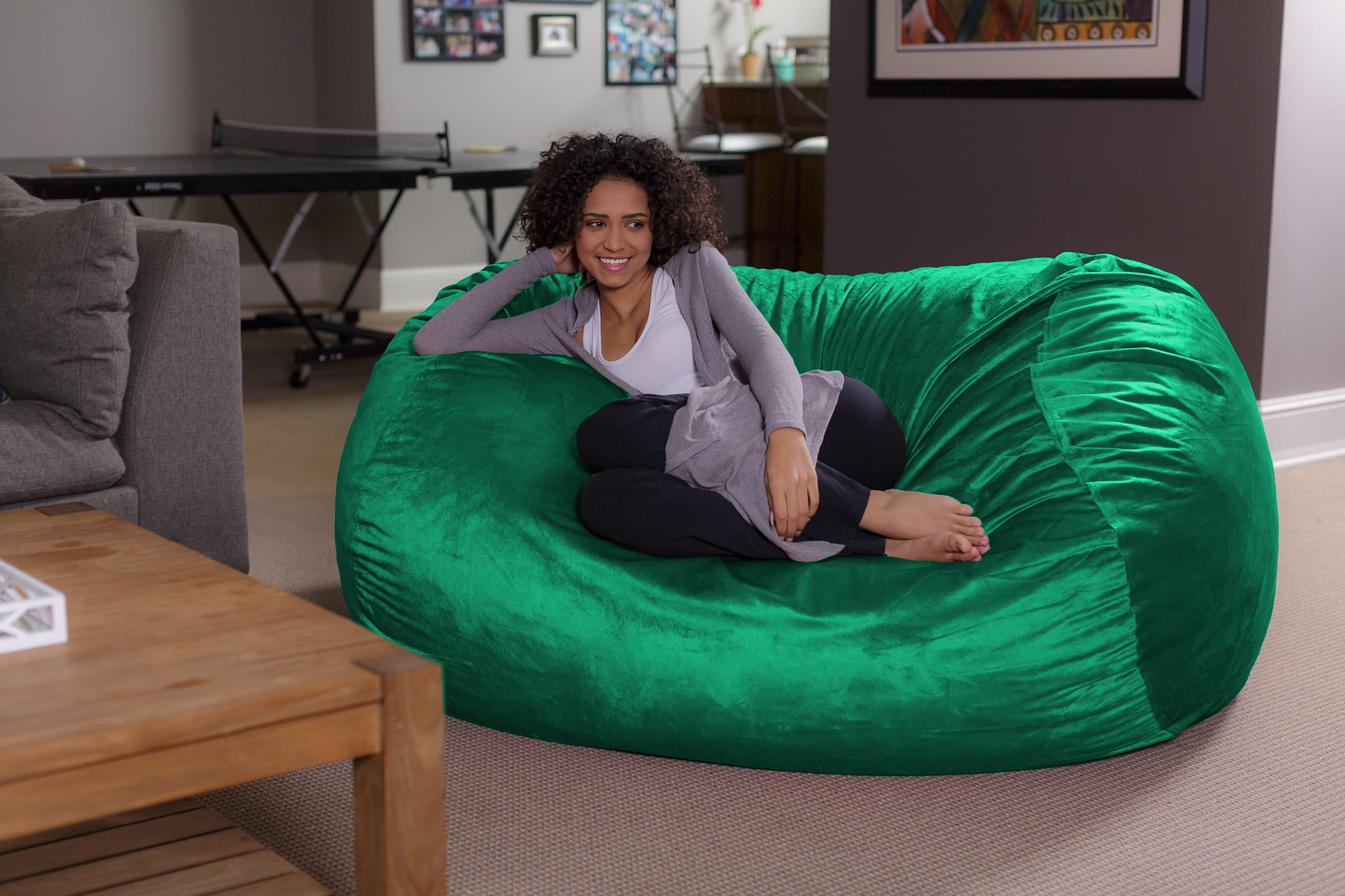 Sofa Sack Bean Bag Chair. Memory Foam Lounger with Microsuede Cover. Kids. Adults. 6 ft. Aqua Marine
