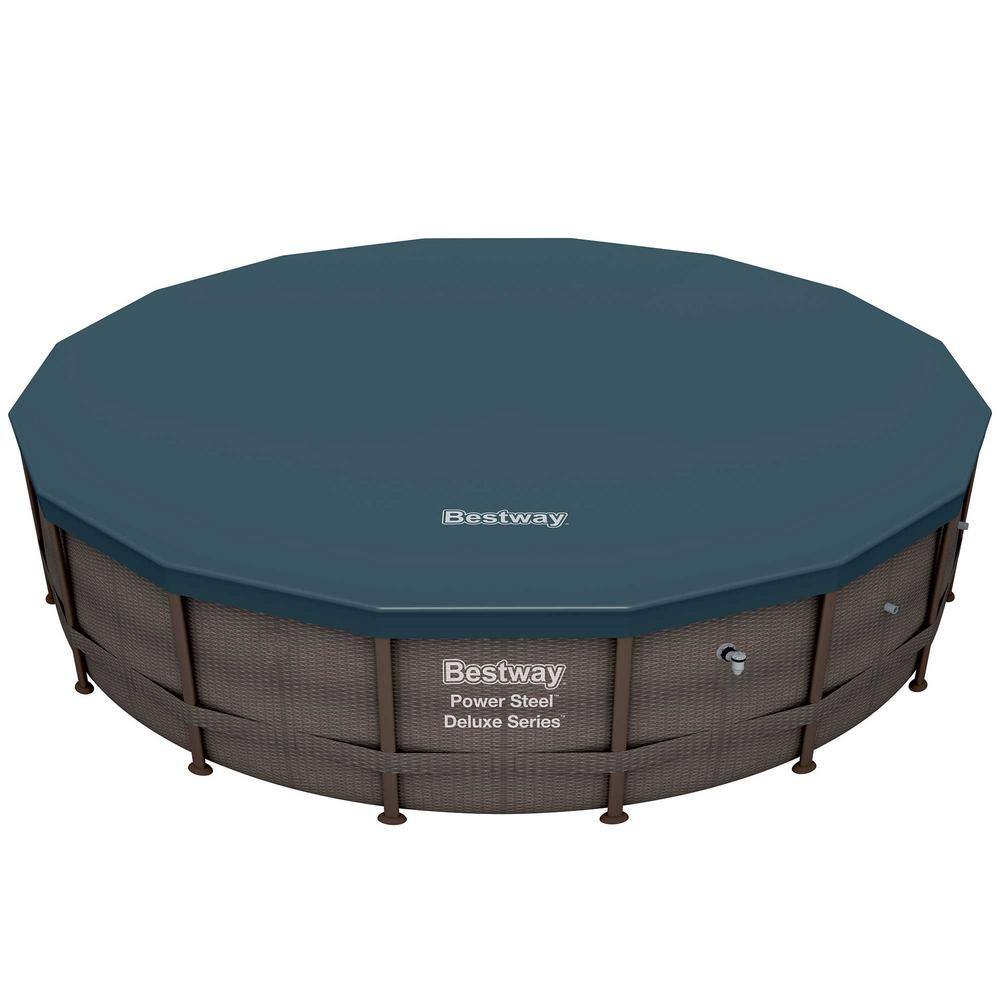 Bestway 15123E-BW 14 ft. x 42 in. Deep Power Steel Metal Frame Above Ground Swimming Pool Set with Pump