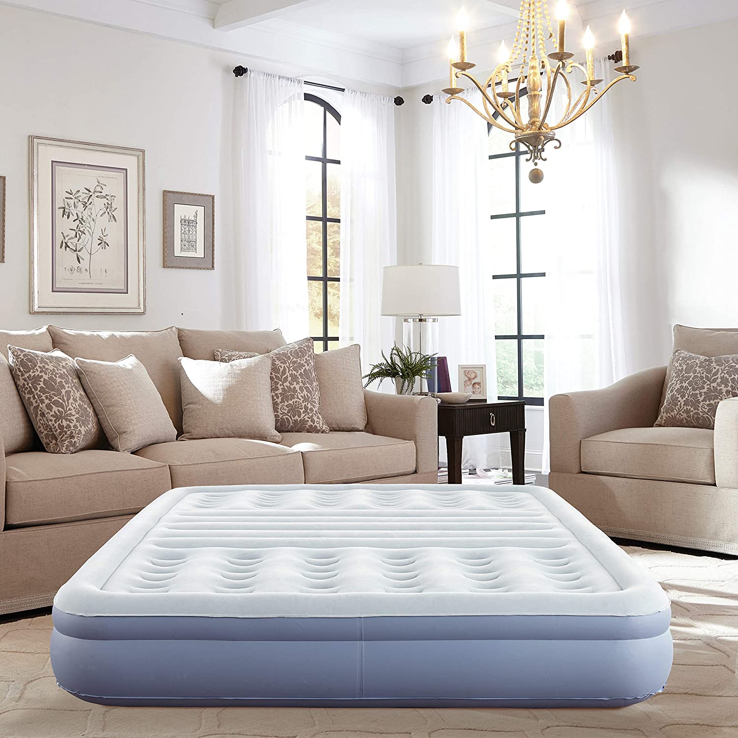 Thomasville 12″ Lumbar Lift Inflatable Air Bed Mattress with Pump. Queen