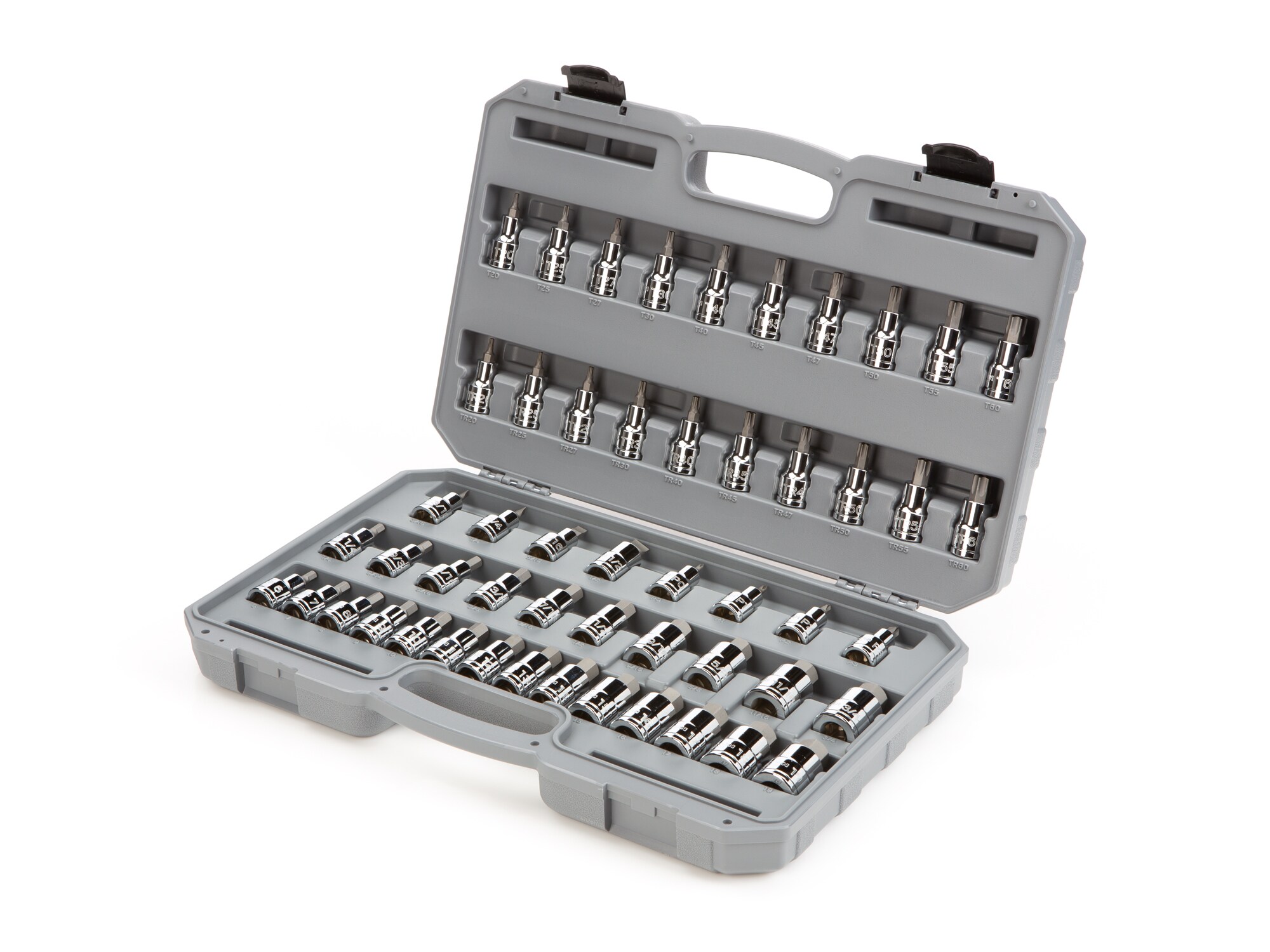 TEKTON 52-Piece 1/2-in Drive Set Hex; Torx; Phillips; Flathead Bit Standard (Sae) and Metric Driver Socket Set