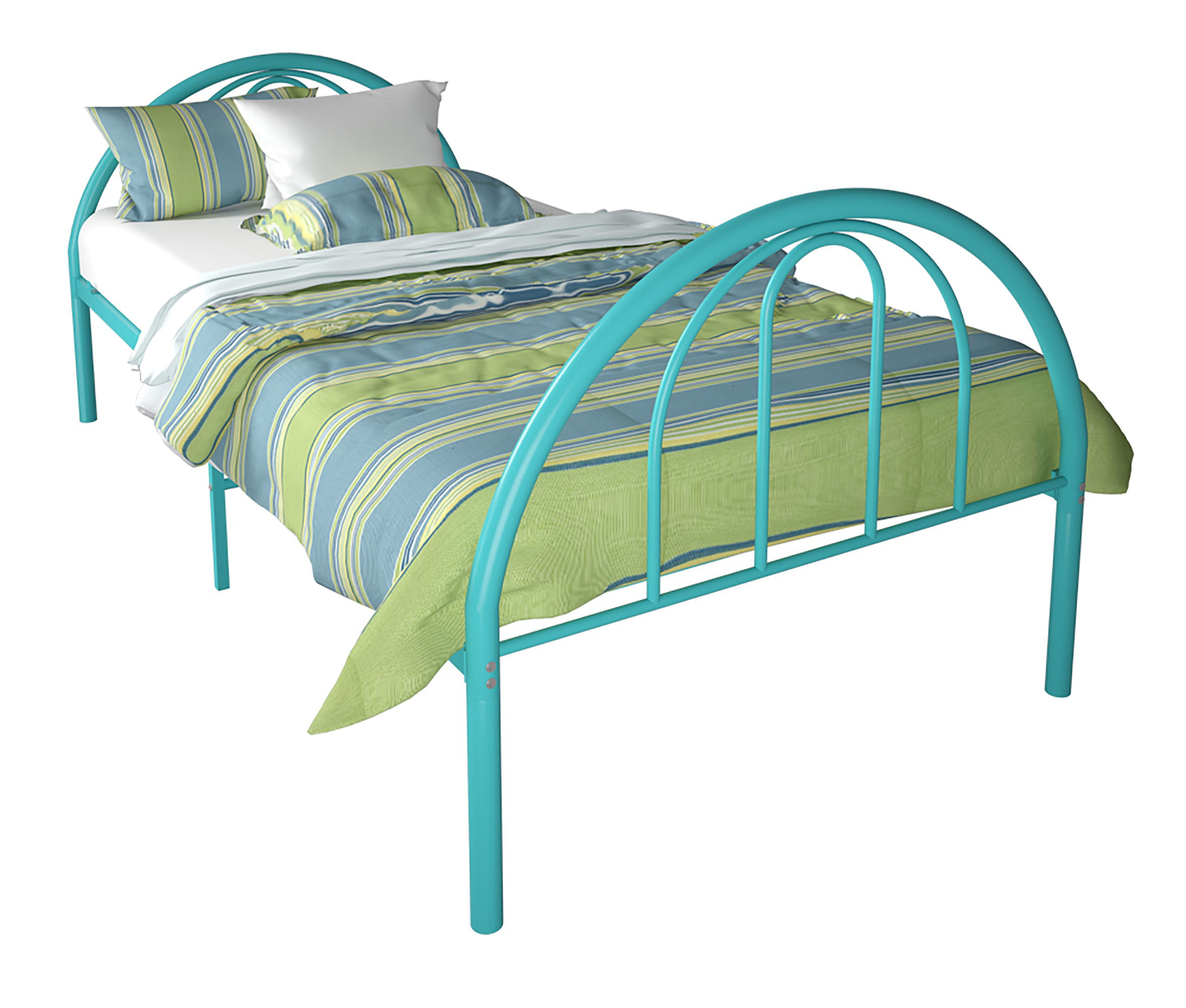 BK Furniture Brooklyn Classic Metal Bed. Twin. Turquoise