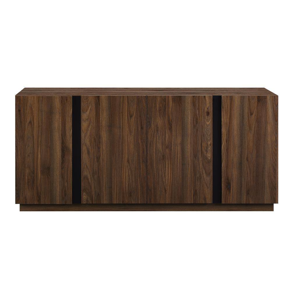 Welwick Designs  Dark Walnut Wood and Metal Accent Modern 4-Door Sideboard