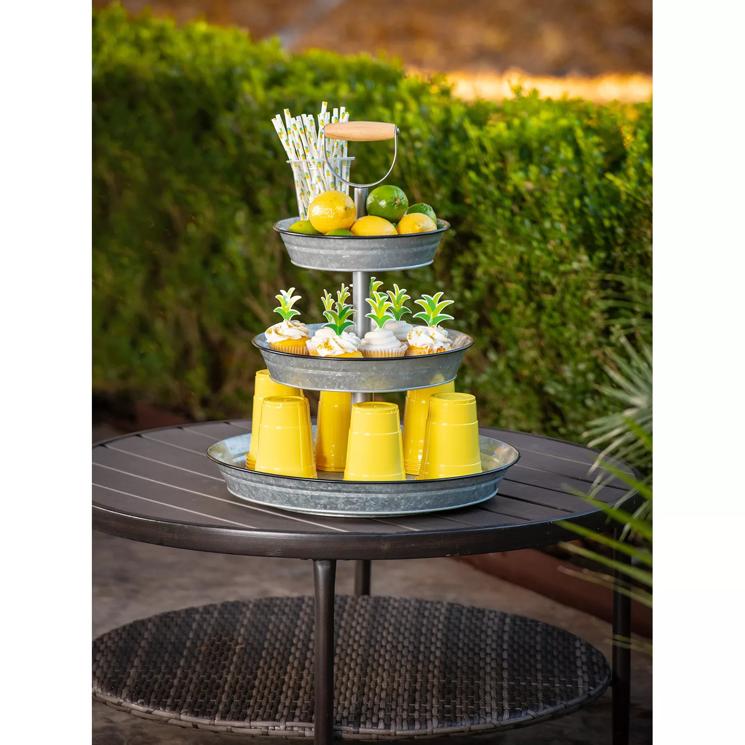 Member-s Mark 3-Tier Galvanized Stand .Serving Tray - Rustic Kitchen Tiered Tray Decor. Cupcake Stand