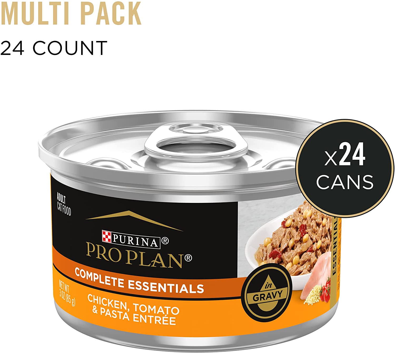 Purina Pro Plan High Protein Wet Cat Food Gravy. Chicken. Tomato and Pasta Entree - (24) 3 oz. Pull-Top Cans