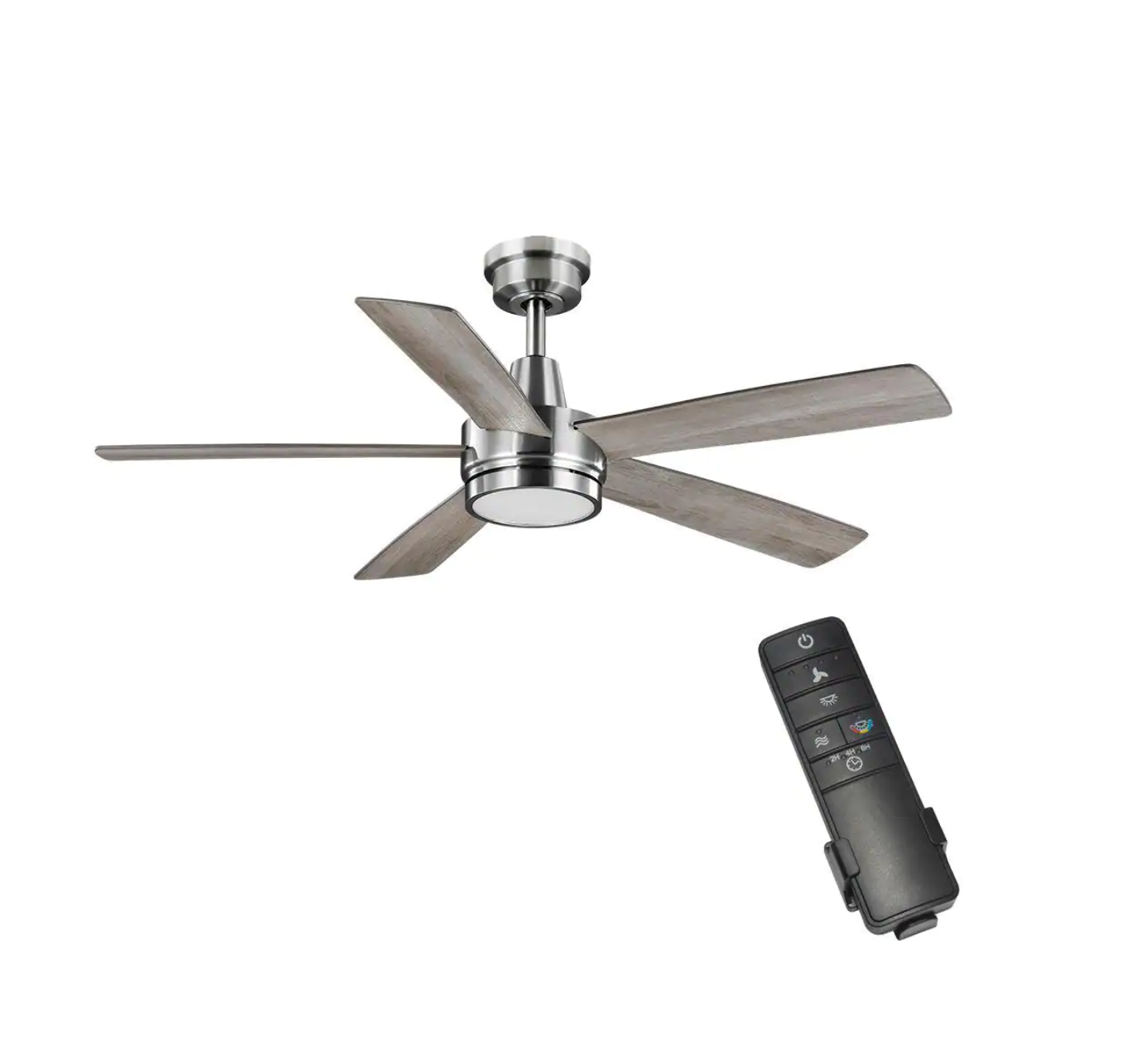 Hampton Bay 52133 Fanelee 54 in. White Color Changing Integrated LED Brushed Nickel Smart Hubspace Ceiling Fan with Light Kit and Remote