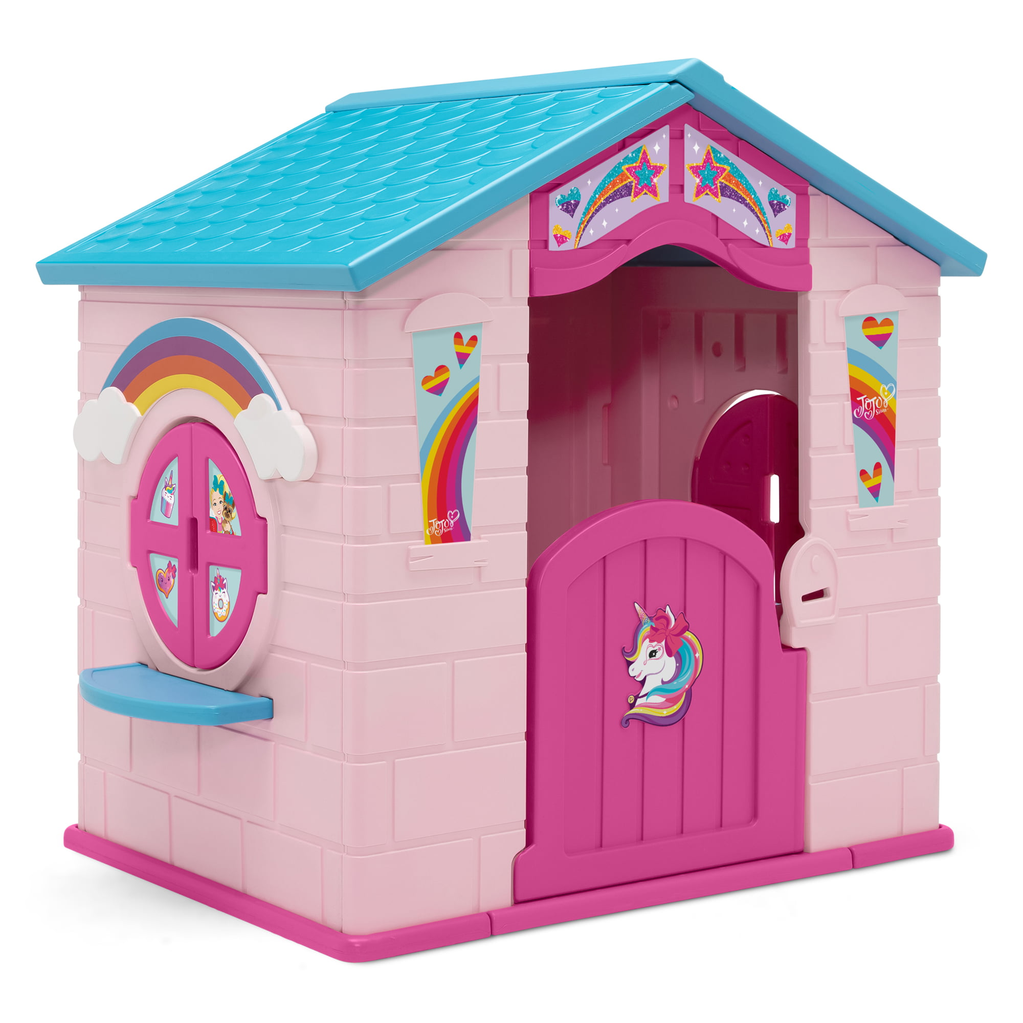 JoJo Siwa Plastic Indoor/Outdoor Playhouse with Easy Assembly by Delta Children. Pink