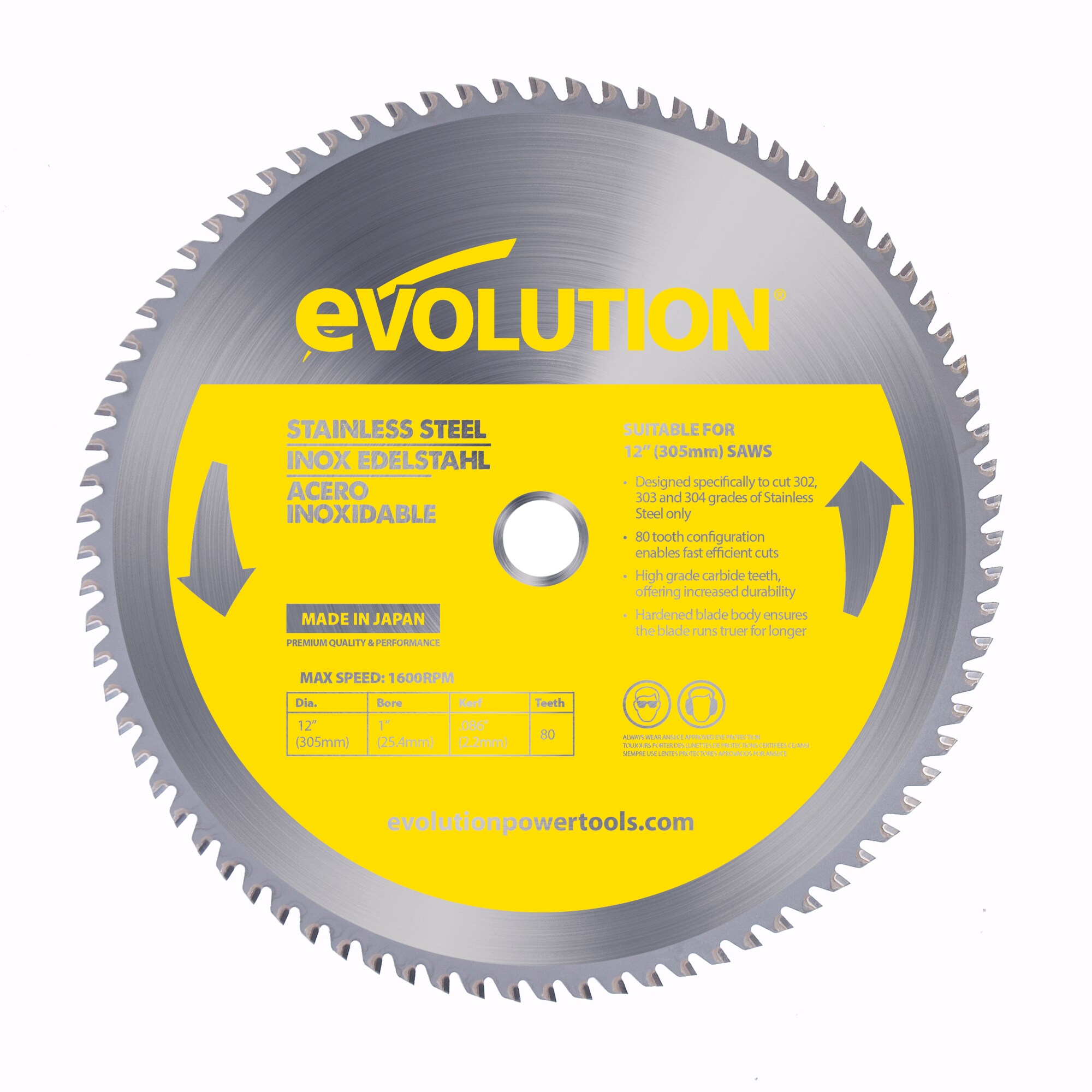 Evolution 12-in 80-Tooth Tungsten Carbide-tipped Steel Circular Saw Blade