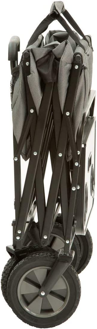 MacSports Collapsible Outdoor Utility Wagon with Folding Table and Drink Holders. Gray