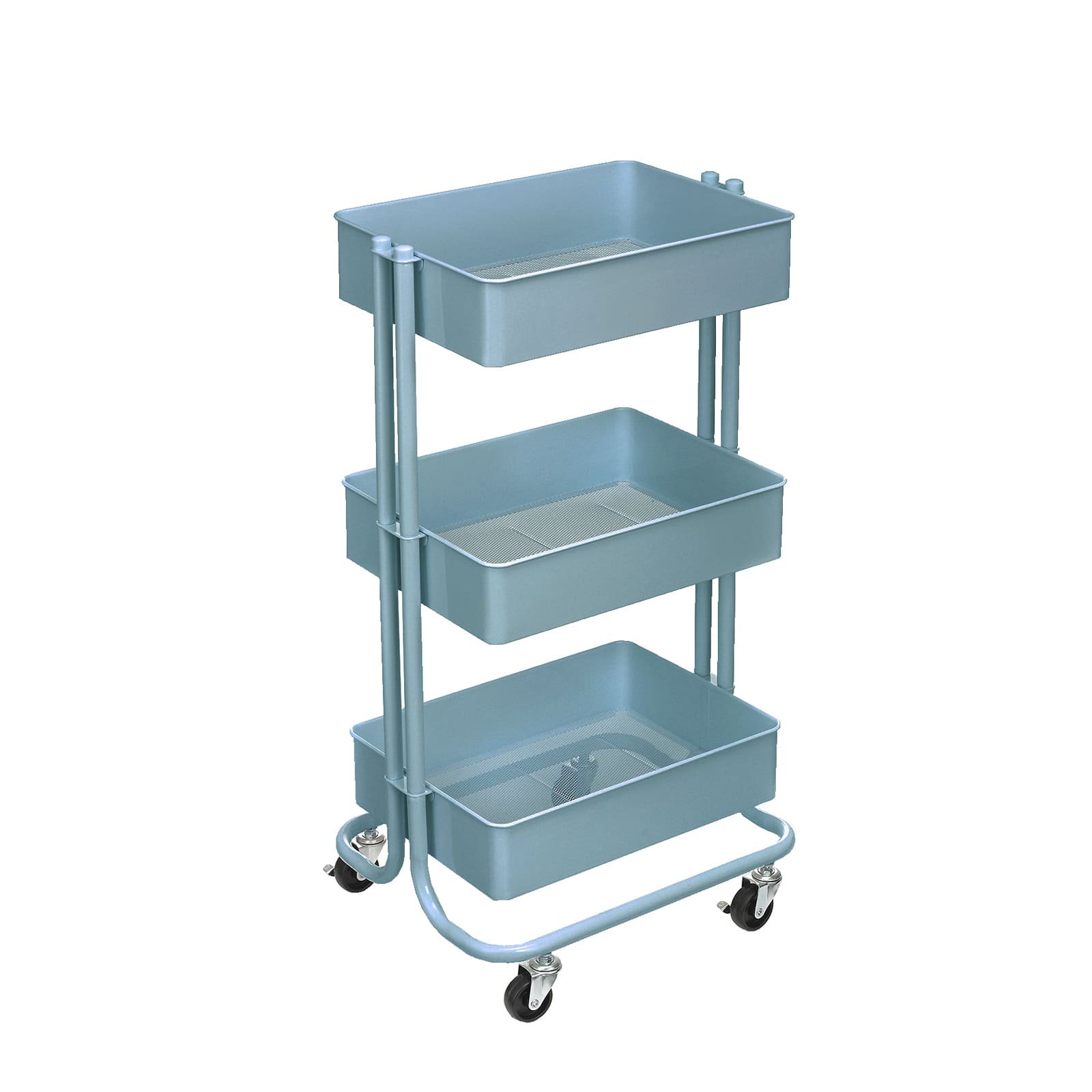Simply Tidy Lexington 3-Tier Rolling Cart. Dusty Blue