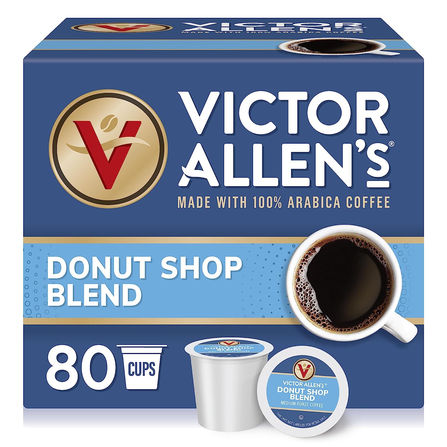 Victor Allen-s Coffee Donut Shop Blend. Medium Roast. 80 Count. Single Serve Coffee Pods for Keurig K-Cup Brewers