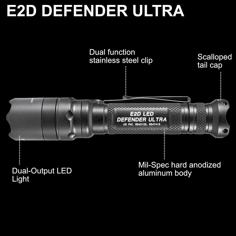 SureFire E2D Defender E2DLU 1000 Lumens Tactical LED Flashlight Bundle