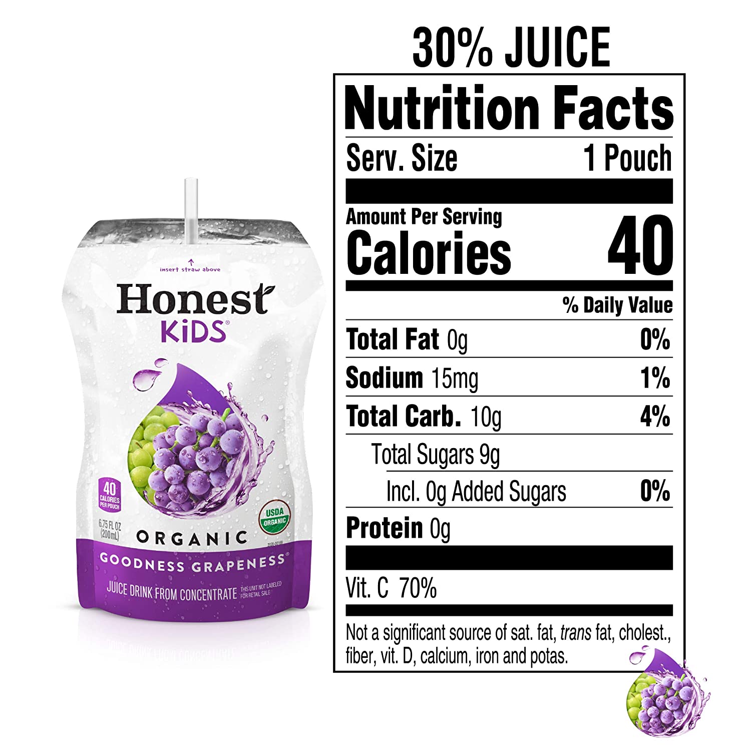 Honest Kids Goodness Grapeness. Grape Organic Fruit Juice Drink. 6.75 fl oz (32 Pack)