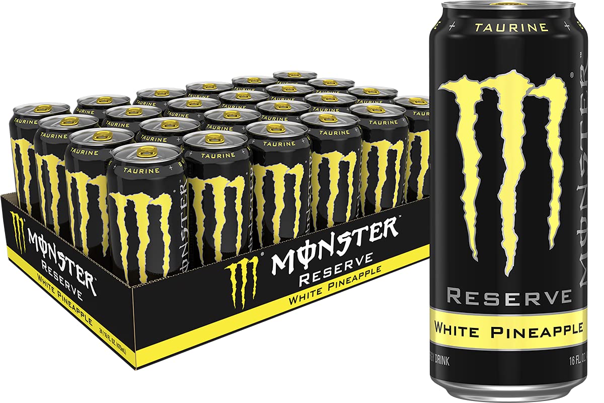Monster Energy Drink Reserve White Pineapple. Yellow. 16 Ounce (Pack of 24)