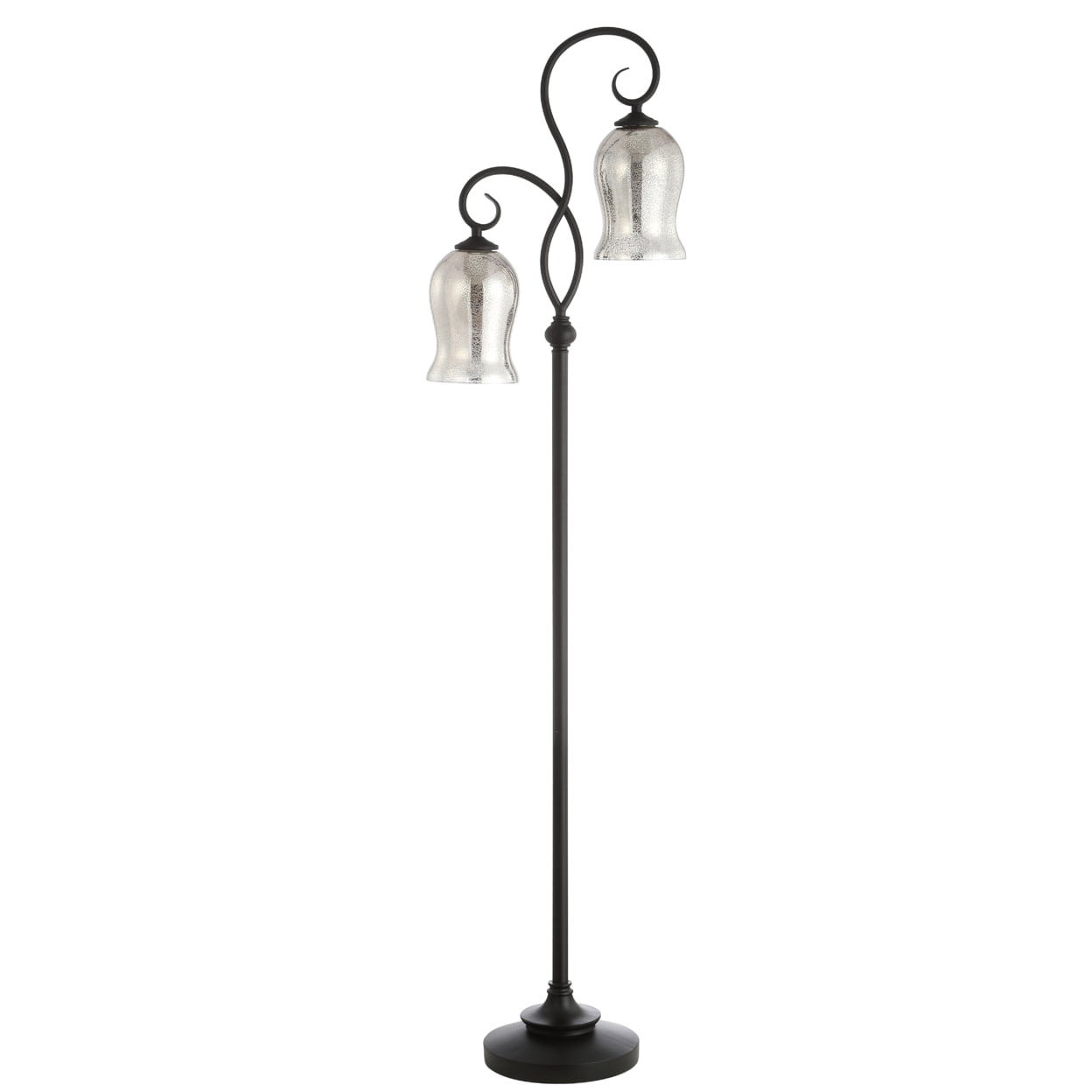 Safavieh Claudia. Double Curved Floral 63.5 in. H Floor Lamp. Black