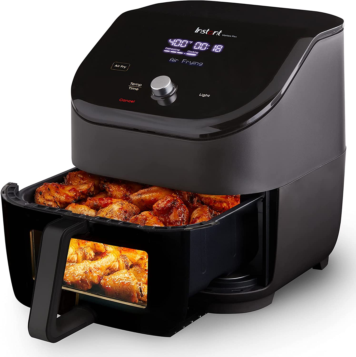Instant Vortex Plus 6-Quart Air Fryer Oven. From the Makers of Instant Pot with ClearCook Cooking Window. Digital Touchscreen. App with over 100 Recipes. Single Basket. Black