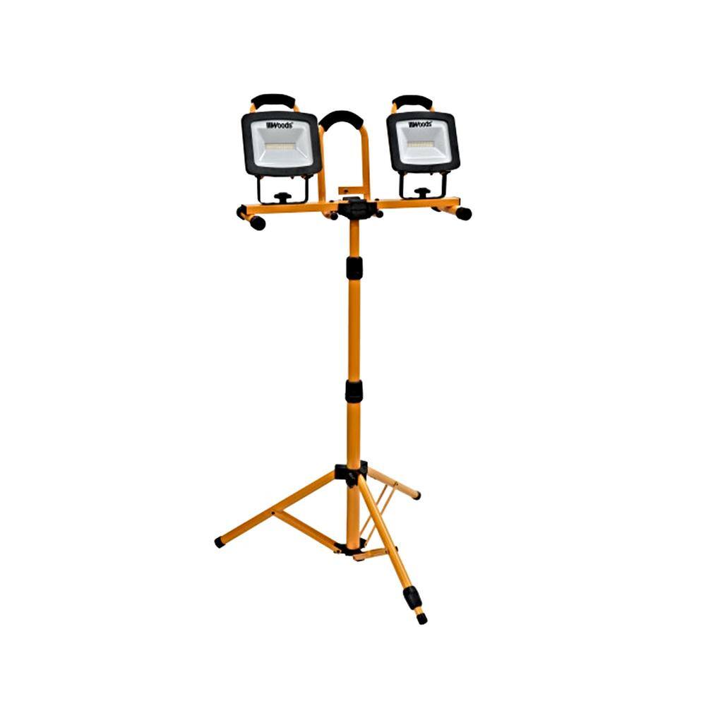 Woods WL40236S 6000 Lumens Portable LED Dual Head Work Light with Tripod