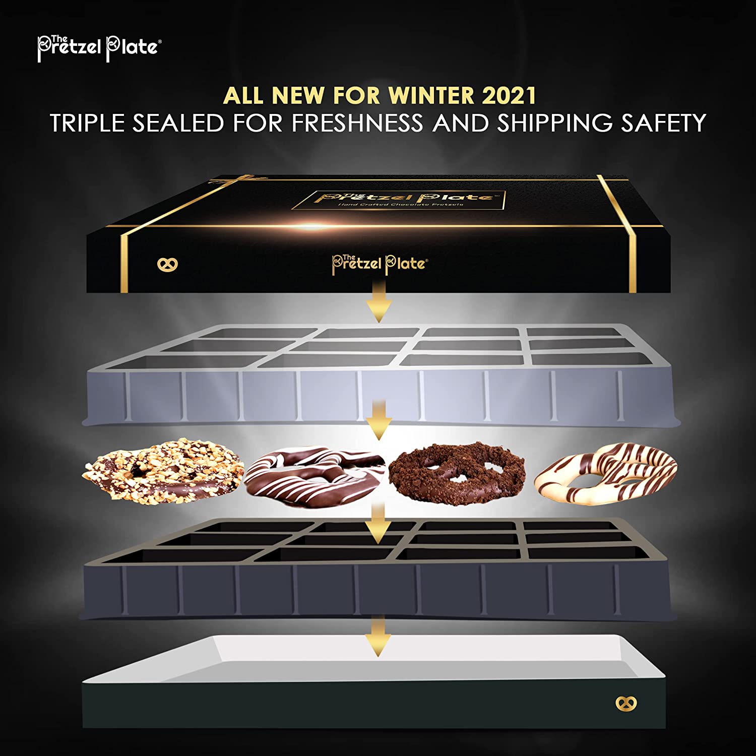 The Pretzel Plate Milk Chocolate Covered Pretzels- Fancy Gourmet Assorted Box of Chocolates Gift